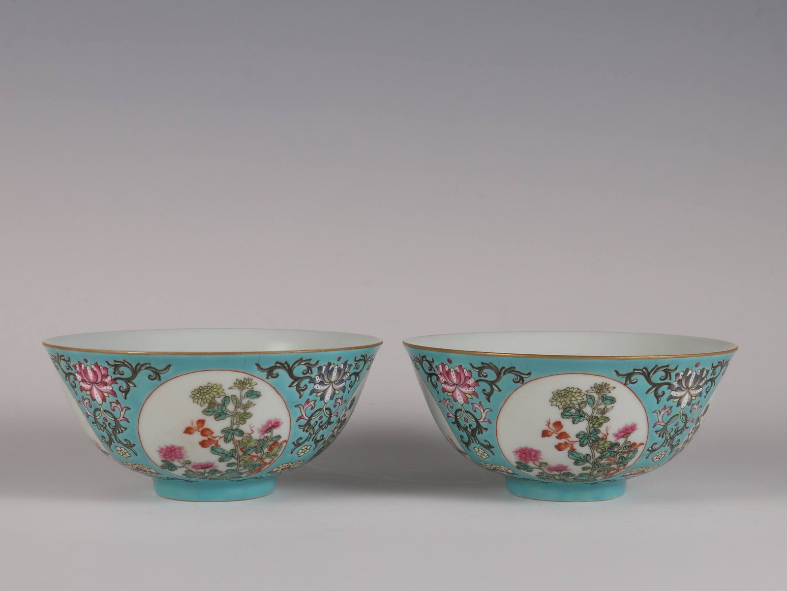A pair of Qing Dynasty Yongzheng period famille rose bowls (1 of 11)