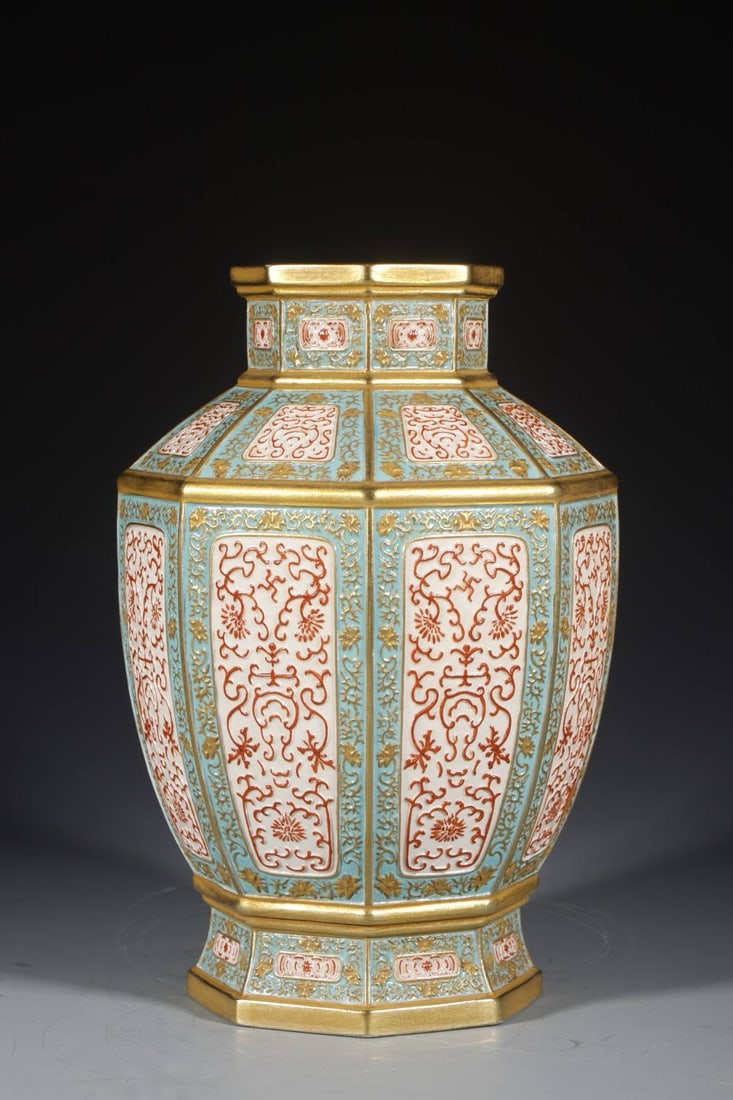 Qing Dynasty, Qianlong Period: Carved Hexagonal Vase (1 of 8)