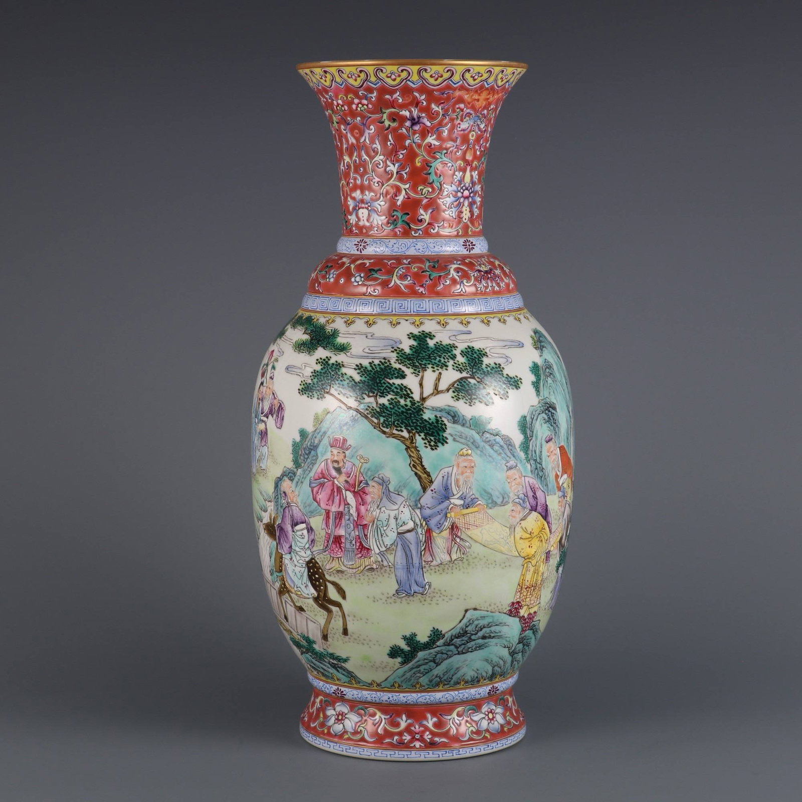 A famille rose vase with a design of immortals celebrating longevity (1 of 9)