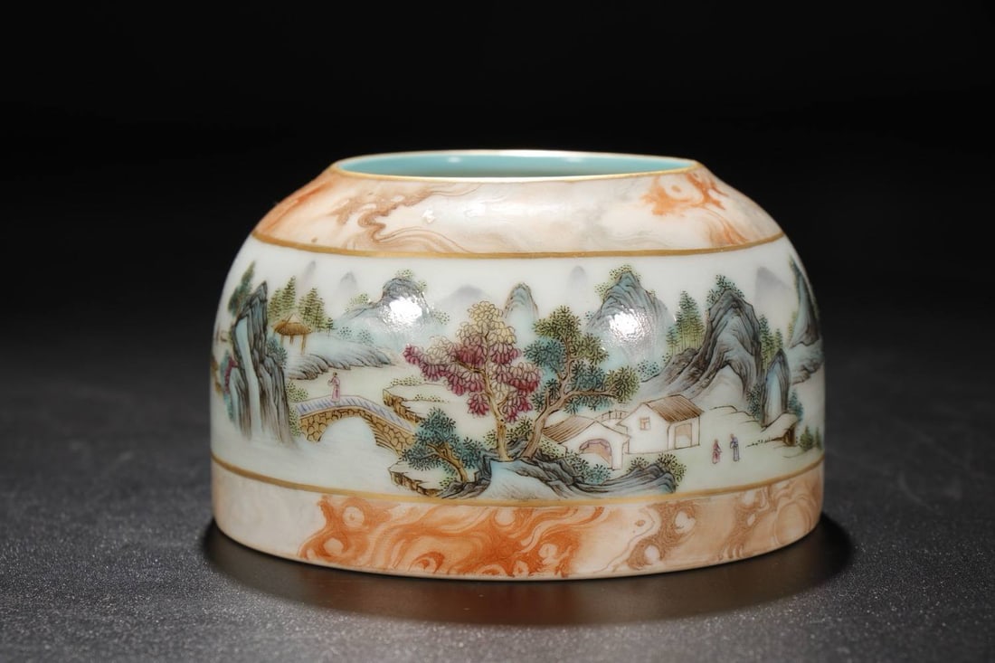 Qing Dynasty, Qianlong Period: Stone-patterned brush with landscape design (1 of 9)