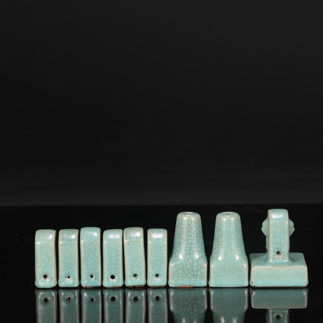 A set of Northern Song Dynasty Ru ware celadon-glazed seals from a collection. (1 of 7)