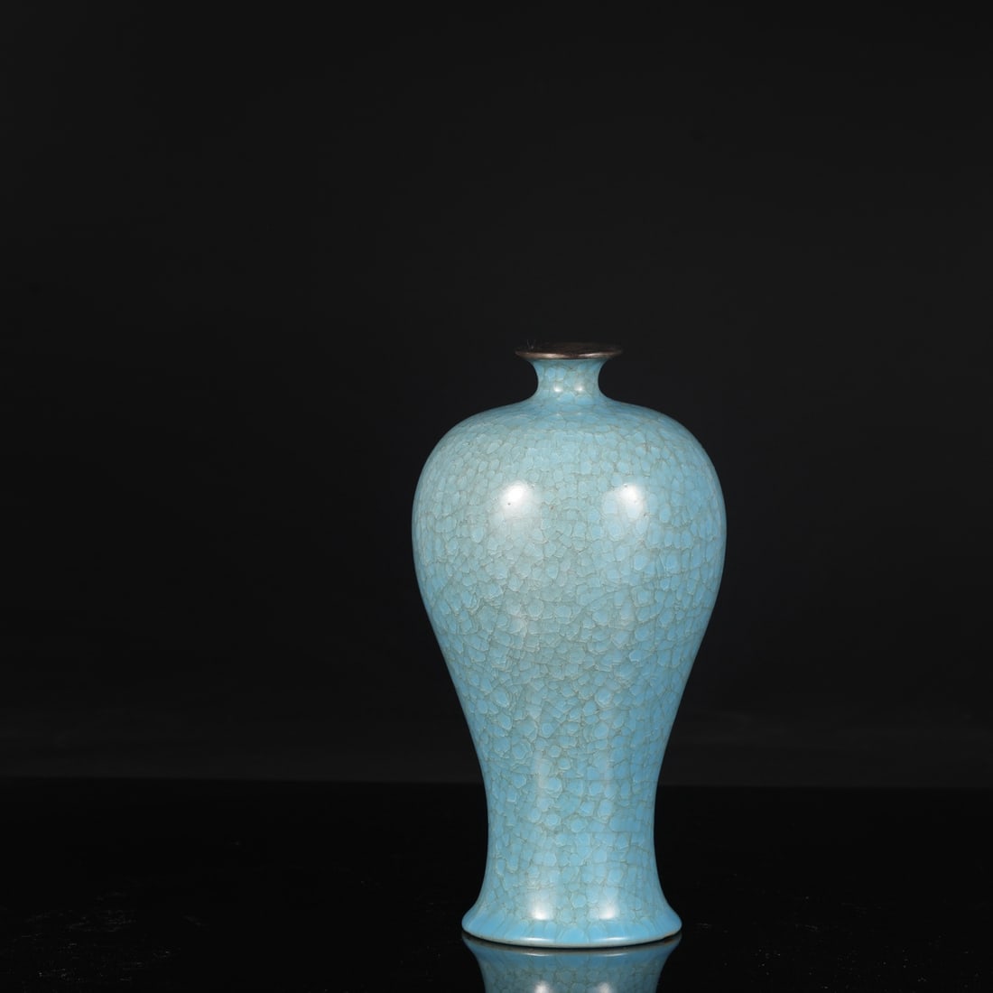 A large Northern Song Dynasty Ru ware vase with sky-blue glaze and ice-crack pattern, inscribed by (1 of 7)