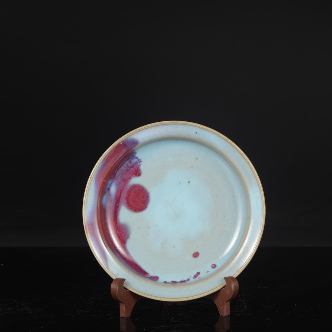 A large Northern Song Dynasty Jun ware dish with purplish-red spots and a folded rim, formerly in (1 of 7)