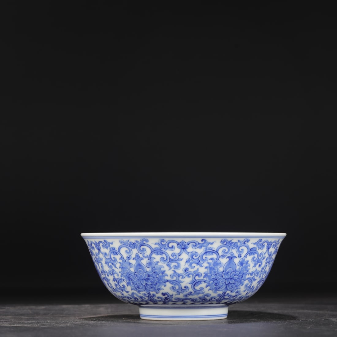 A large blue-and-white palace bowl from the Chenghua period of the Ming dynasty, formerly in the: Dimensions: Height 7.5 cm, Diameter 17.5 cm.