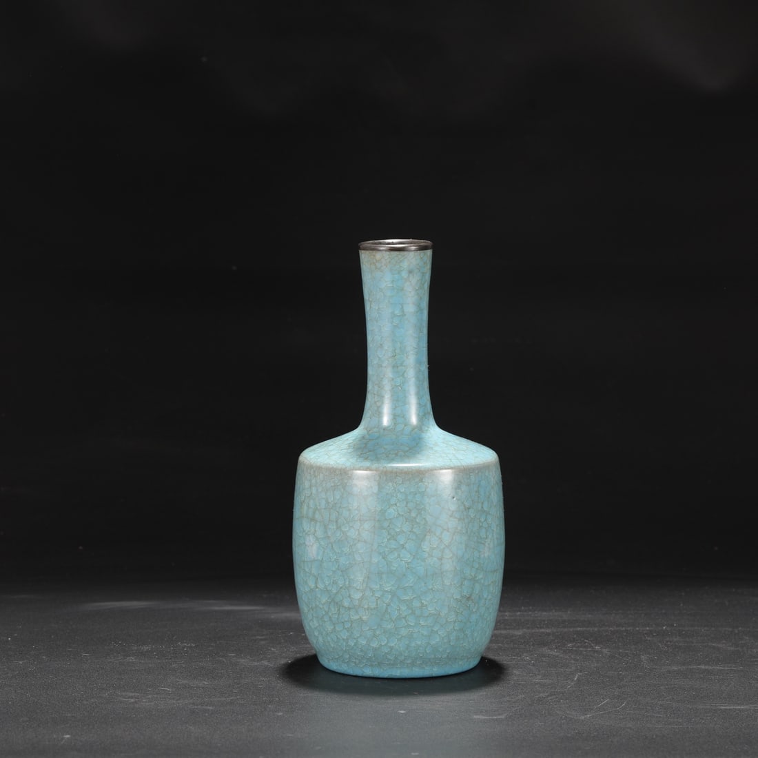 A Northern Song Dynasty Ru ware sky-blue glazed porcelain vase with ice-crack pattern and silver (1 of 7)