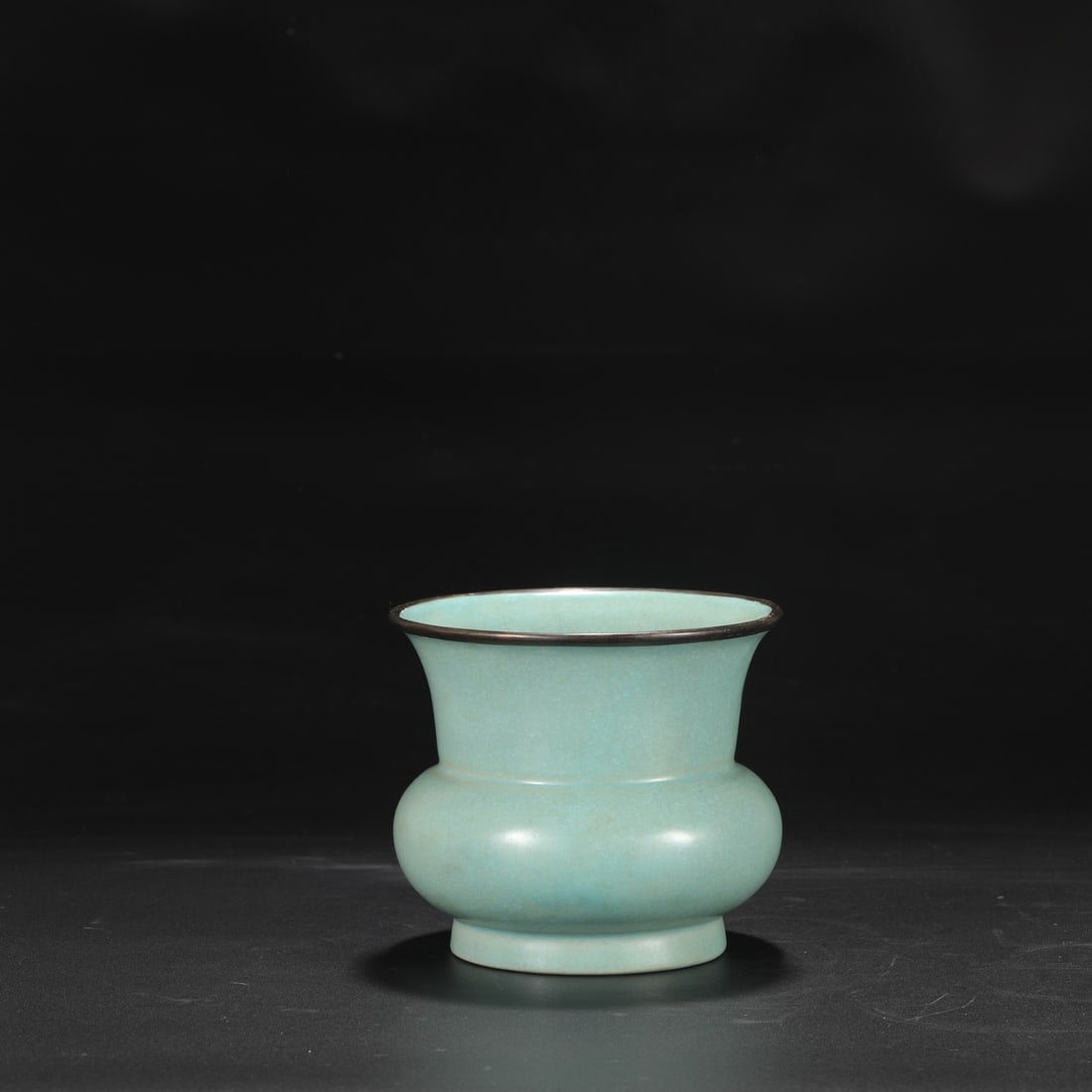 A Northern Song Dynasty Ru ware celadon-glazed, ice-crack patterned, silver-rimmed imperial water: Dimensions: Height 13.5 cm, Mouth Diameter 15 cm.