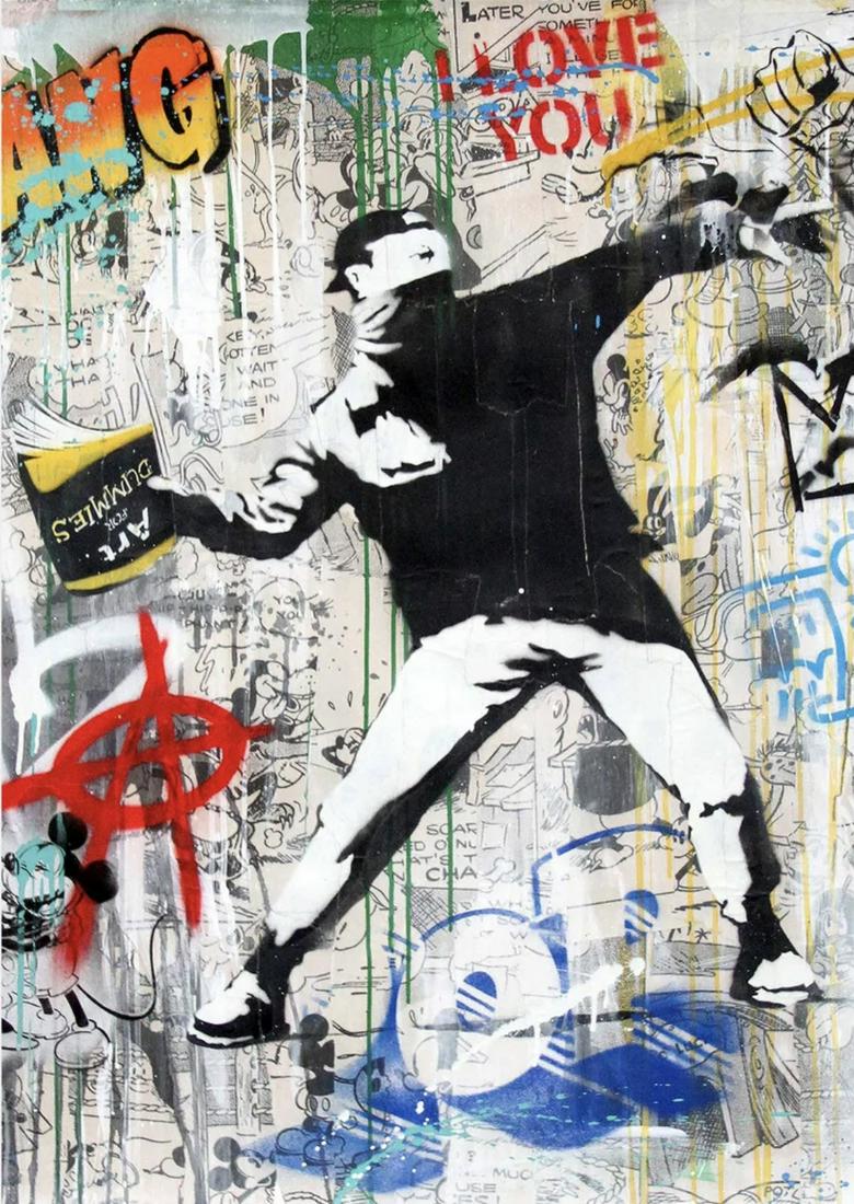 Mr. Brainwash "Banksy Thrower" Offset Lithograph (1 of 1)