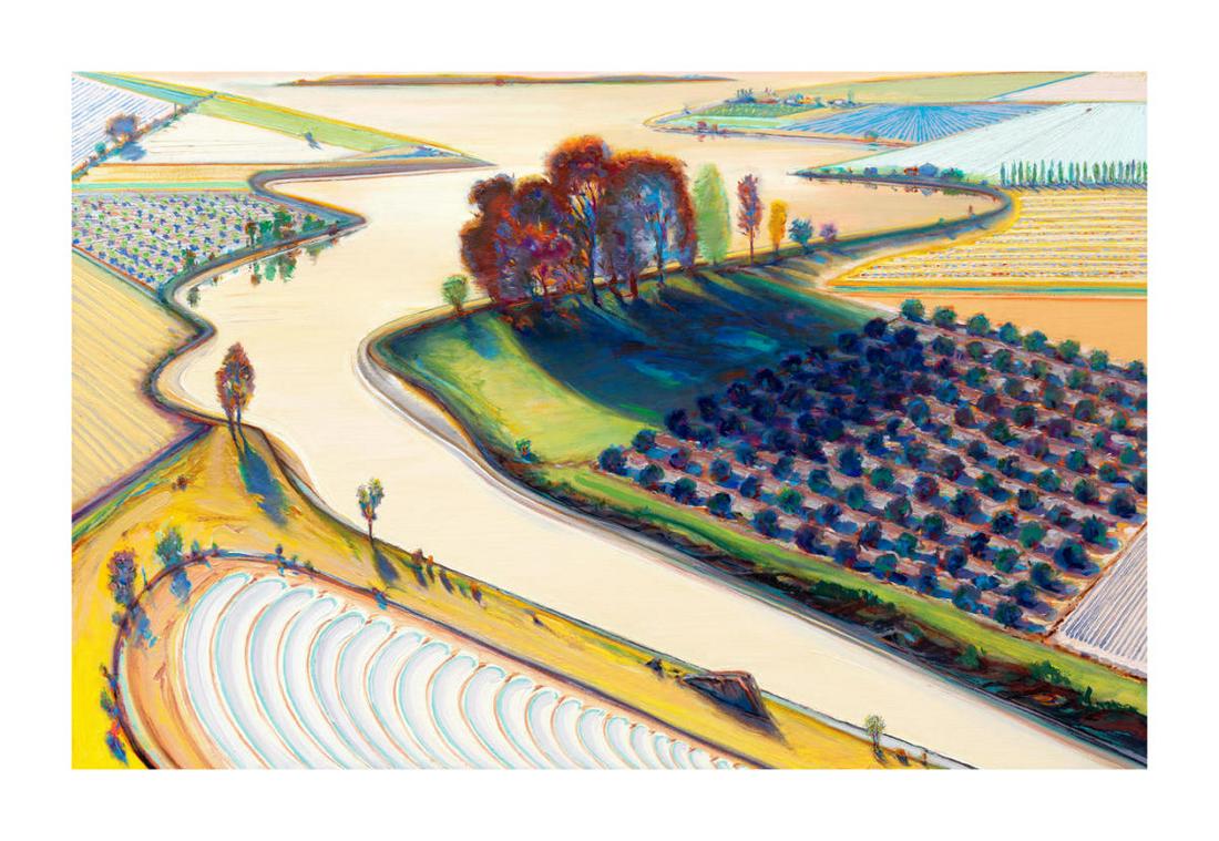 Wayne Thiebaud "flatland River, 1997" Offset Lithograph Auction