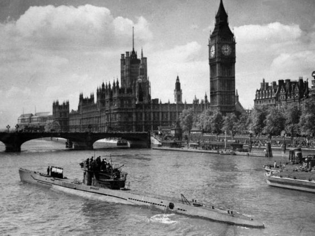 World War II, London, U-Boat, 1945: World War II was a global war that lasted from 1939 to 1945. It involved the majority of the world's nations, including all of the great powers, organized into two opposing military alliances: the All