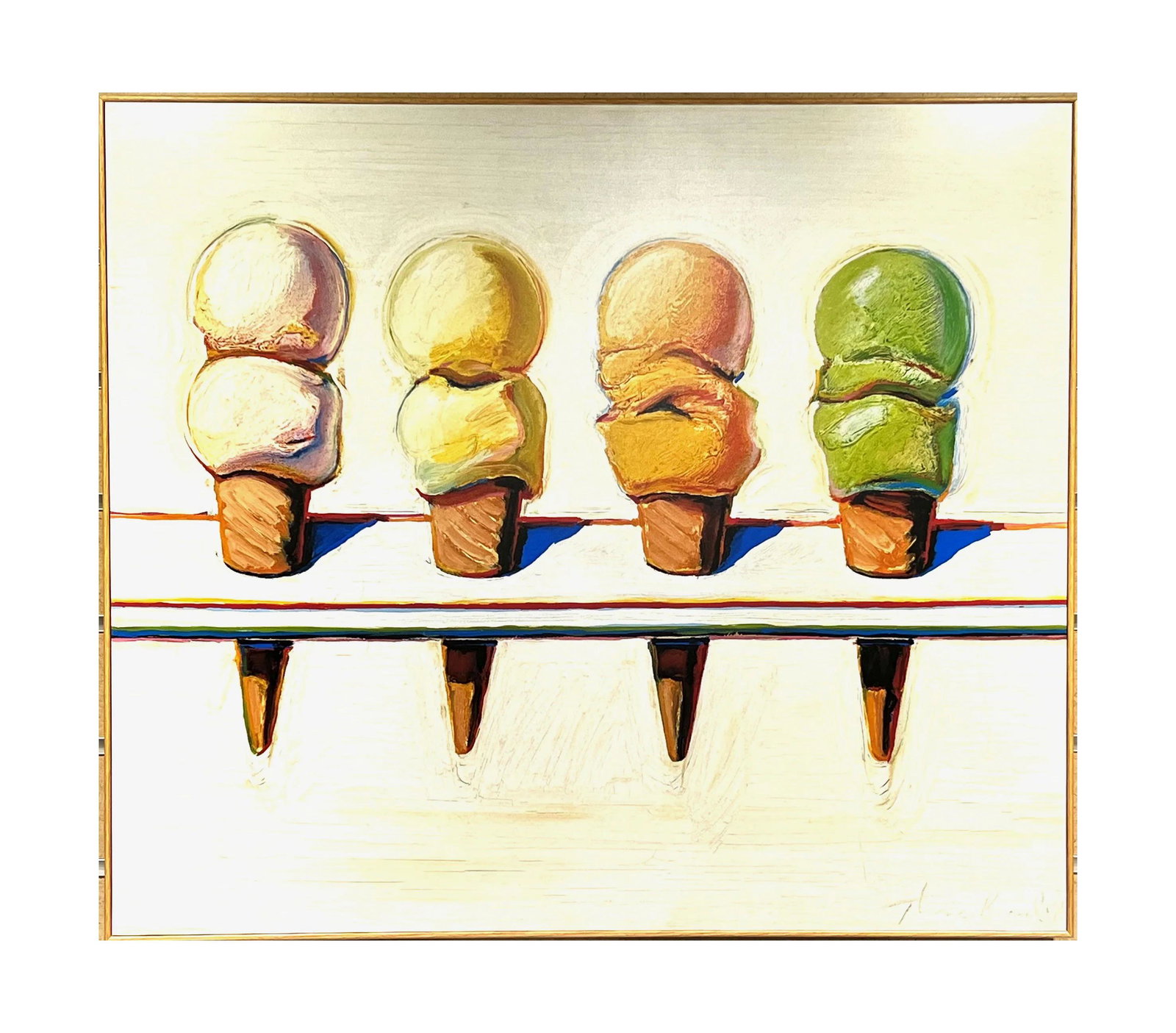 Wayne Thiebaud "Four Ice Cream Cones, 1964" Art Block Print (1 of 2)