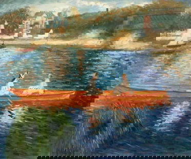 Pierre Auguste Renoir "Boating on the Seine, 1879" Painting: Pierre-Auguste Renoir was a prominent French artist and one of the leading figures of the Impressionist movement. He is celebrated for his vibrant and colorful paintings, which often depicted scenes o