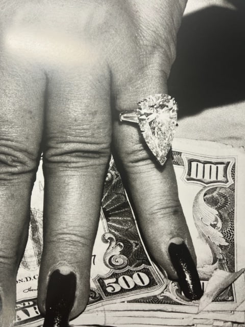 Helmut Newton "Fat hand and dollars" Print.: Helmut Newton (1920-2004) was a German-Australian fashion and portrait photographer known for his provocative and often controversial work. He is widely regarded as one of the most influential photogr