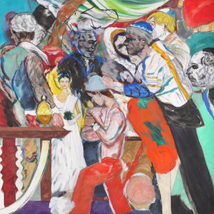 R.B. Kitaj "The Wedding" Print: R.B. Kitaj, whose full name was Ronald Brooks Kitaj (1932-2007), was an American-born artist known for his distinctive figurative and narrative style. He was associated with the Pop Art movement and l