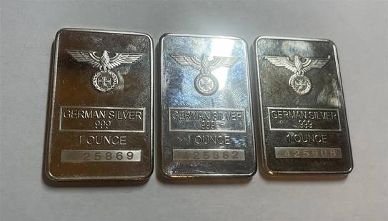 Deutsche Reichsbank Silver Bars (3): Nazi Germany also sought to acquire silver during its time in power, although to a lesser extent compared to their focus on gold. Silver was valued for its use in industrial applications, as well as f