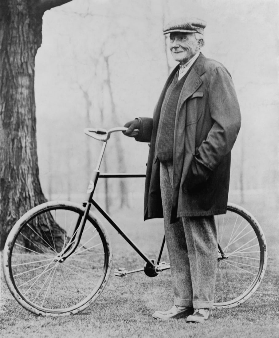 John D. Rockefelle "With Bicycle, 1913" Print (1 of 1)