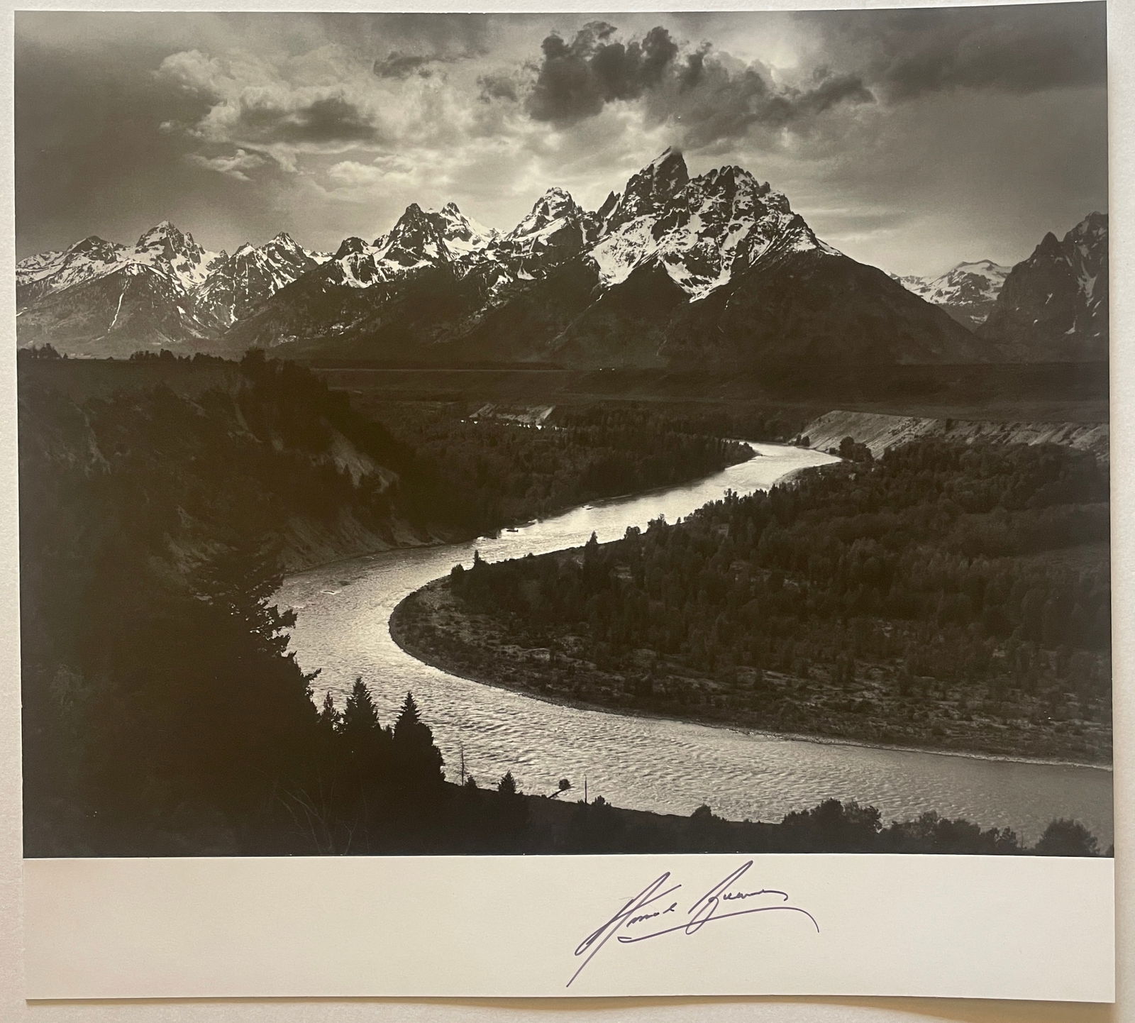 Ansel Adams Signed "The Tetons and the Snake River, Grand Teton National Park, Wyoming 1942 " Print (1 of 7)