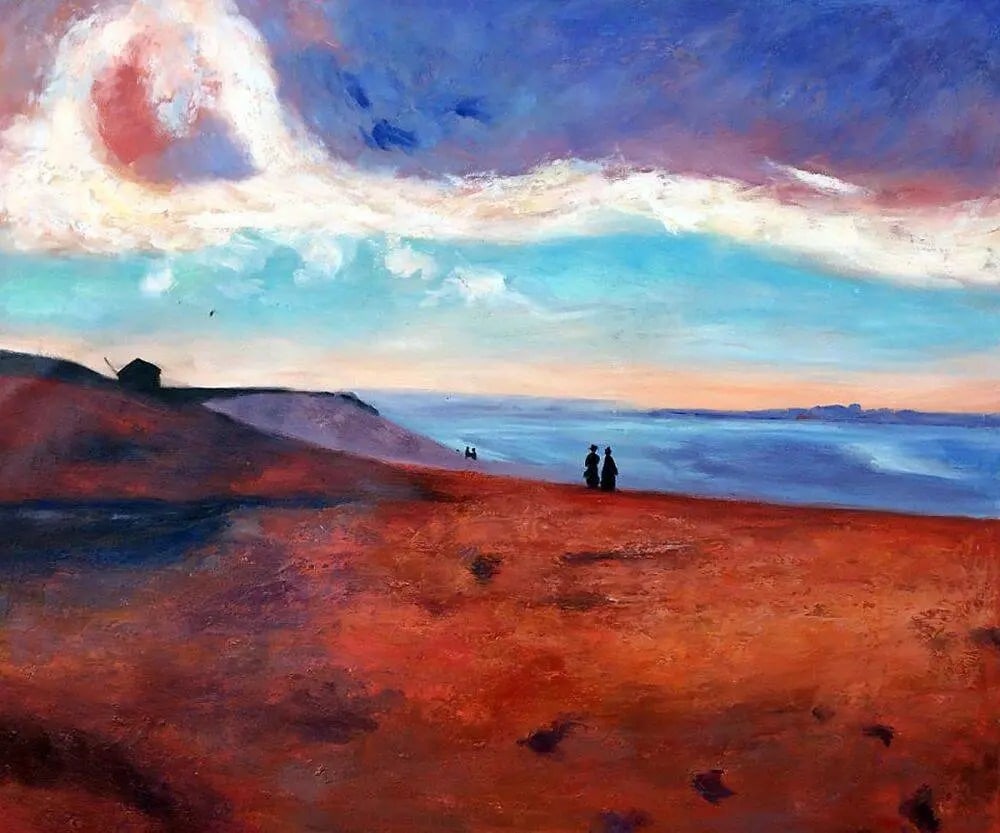 Antonio Carneiro "Marinha" Painting: AntÃ³nio Carneiro (1872-1930) was a Portuguese painter and poet associated with the Symbolist and Modernist movements. He was born in Amarante, Portugal, and is considered one of the pioneer