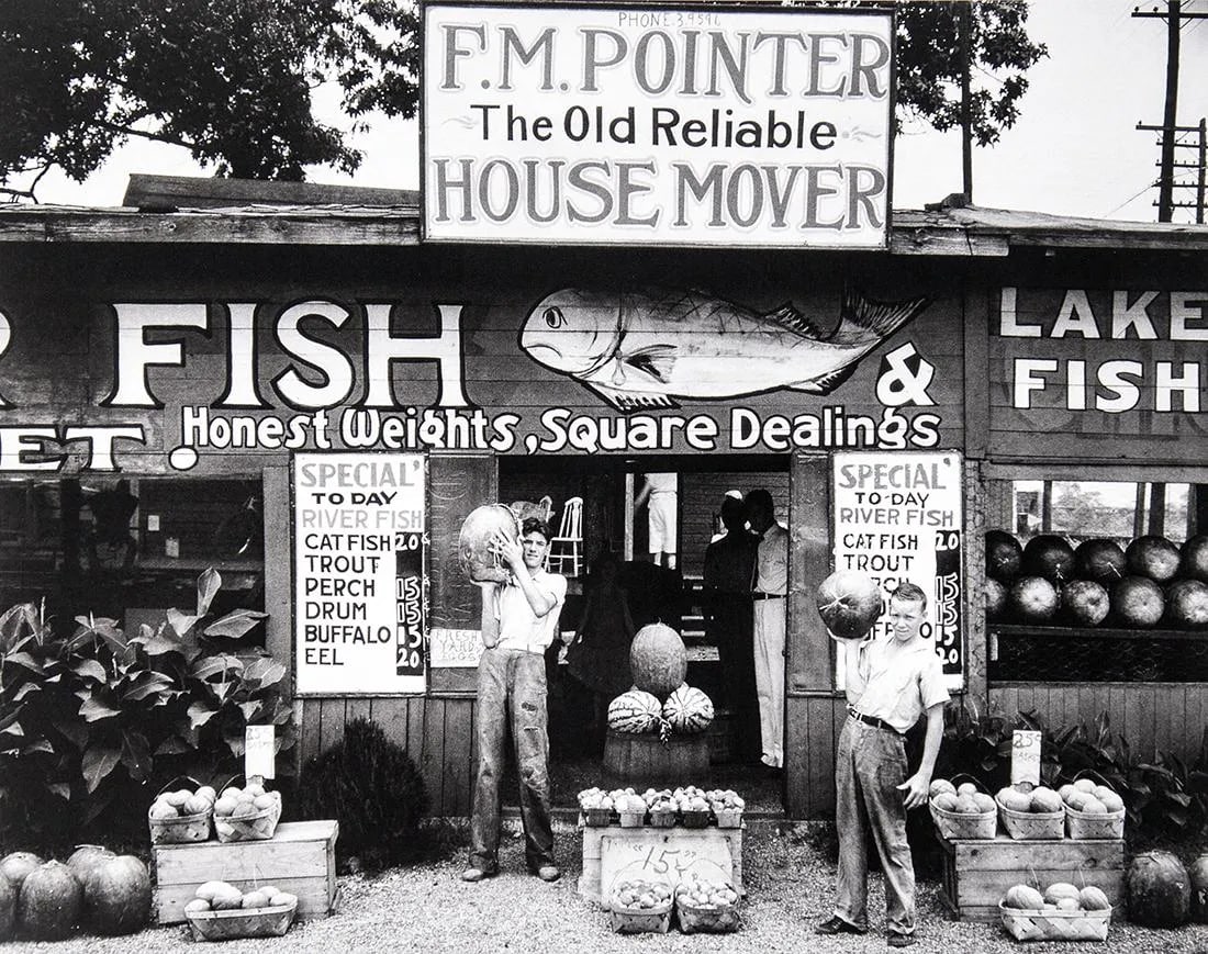 Walker Evans"Roadside Stand near Birmingham, Alabama, 1936"Print: Walker Evans (1903-1975) was a prominent American photographer best known for his influential work in documentary and street photography. His photographs, known for their striking simplicity and raw a