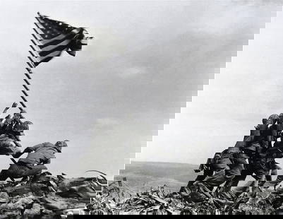 Joe Rosenthal"Raising the Flag on Iwo Jima, 1945"Prinrt: Joe Rosenthal (1911-2006) was an American photographer known for his iconic World War II photograph titled "Raising the Flag on Iwo Jima." This photograph captured the raising of the United States fla