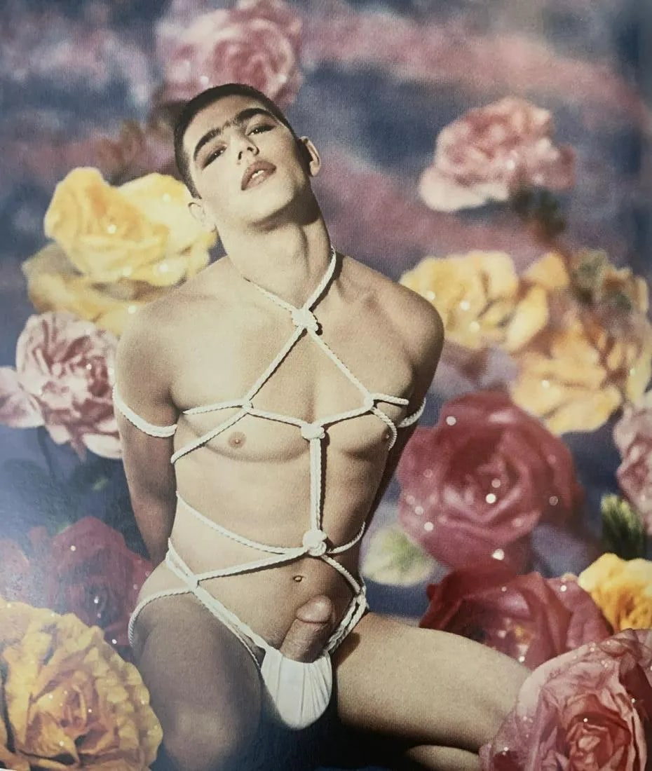Pierre et Gilles "Male Nude, Photo-Litho" Print: Pierre et Gilles is a French artistic duo consisting of photographer Pierre Commoy and painter Gilles Blanchard. They are known for their collaborative work in which photographic portraits are hand-pa