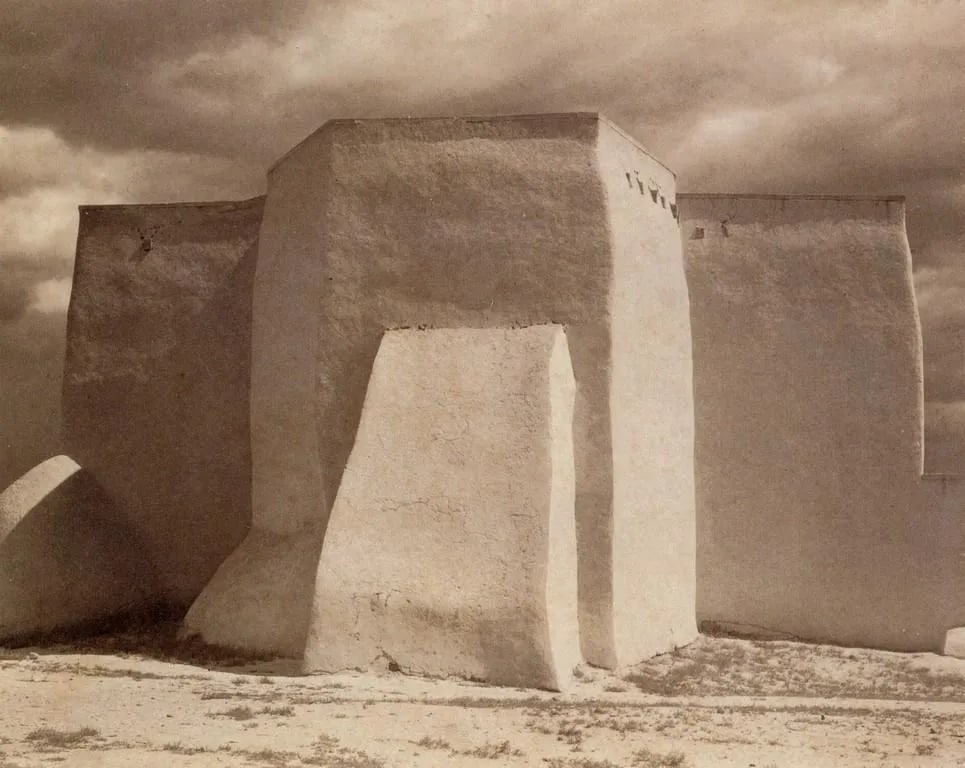 PAUL STRAND "Church, Rancho de Taos, NM, 1931" Print: Paul Strand was an American photographer known for his pioneering work in modernist photography. "Church, Rancho de Taos, NM, 1931" is a reference to one of his iconic photographs taken at the San Fra