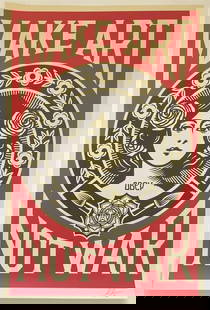 Shepard Fairey Signed "Make Art Not War" Offset Lithograph: Shepard Fairey is an American contemporary street artist, graphic designer, and activist. He gained widespread recognition for his iconic "Hope" poster created during the 2008 U.S. presidential electi