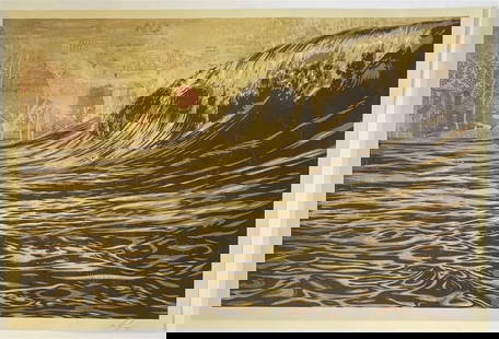 Shepard Fairey Signed "Dark Wave" Offset Lithograph: Shepard Fairey is an American contemporary street artist, graphic designer, and activist. He gained widespread recognition for his iconic "Hope" poster created during the 2008 U.S. presidential electi