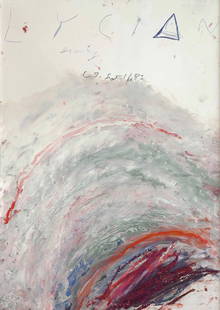 Cy Twombly "Untitled" Offset Lithograph: Cy Twombly was an American artist known for his distinctive and influential body of work that blurred the boundaries between painting, drawing, and writing. He was born on April 25, 1928, in Lexington
