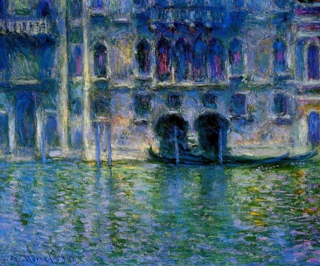 Claude Monet "Palazzo da Mula at Venice, 1908" Oil Painting: "Claude Monet (1840-1926) was a French painter and one of the leading figures of the Impressionist art movement. He is renowned for his innovative approach to capturing light, color, and the fleeting
