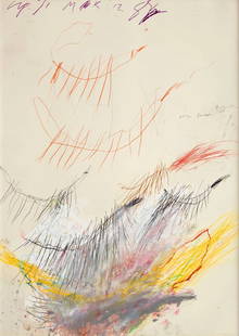 Cy Twombly "Untitled" Offset Lithograph: Cy Twombly was an American artist known for his distinctive and influential body of work that blurred the boundaries between painting, drawing, and writing. He was born on April 25, 1928, in Lexington