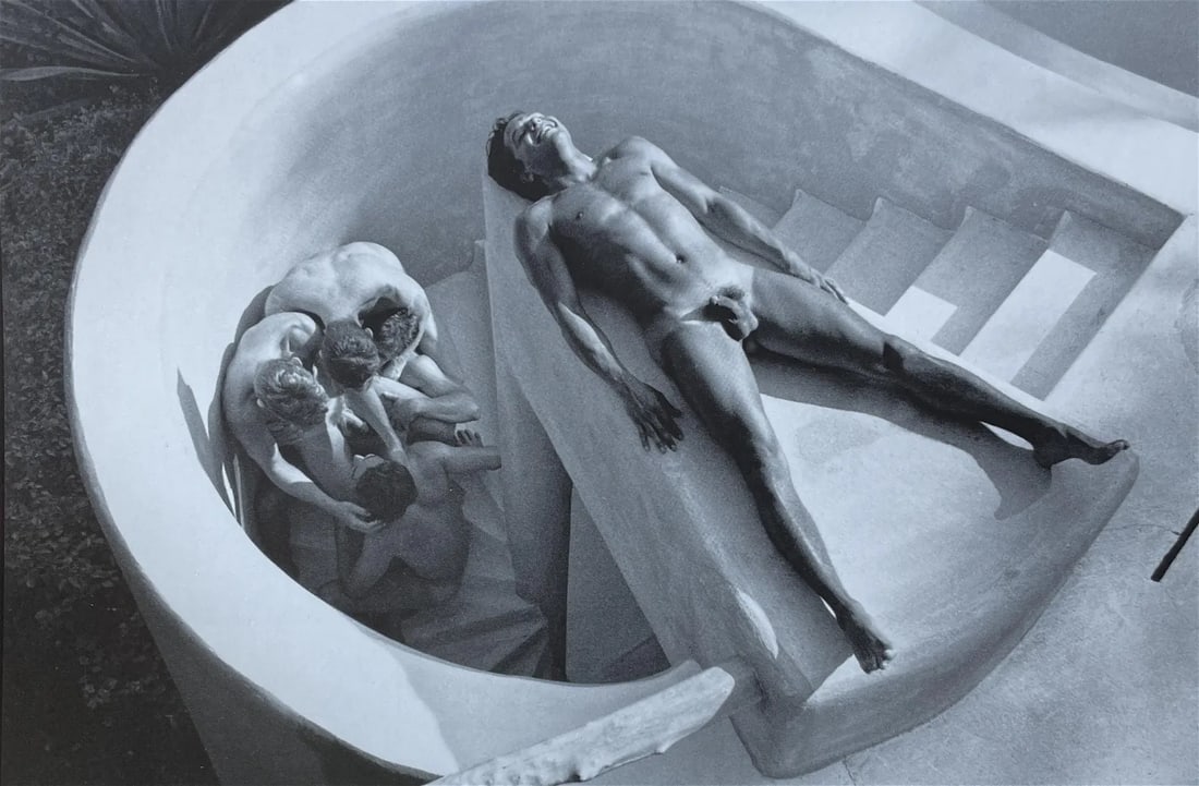 Tom Bianchi "Male Nude, Stairway" Print: Tom Bianchi (1945-2020) was an American photographer, writer, and LGBTQ+ activist. He was born in 1945 in the suburbs of Chicago, Illinois, and later resided in New York City and Palm Springs, Califor