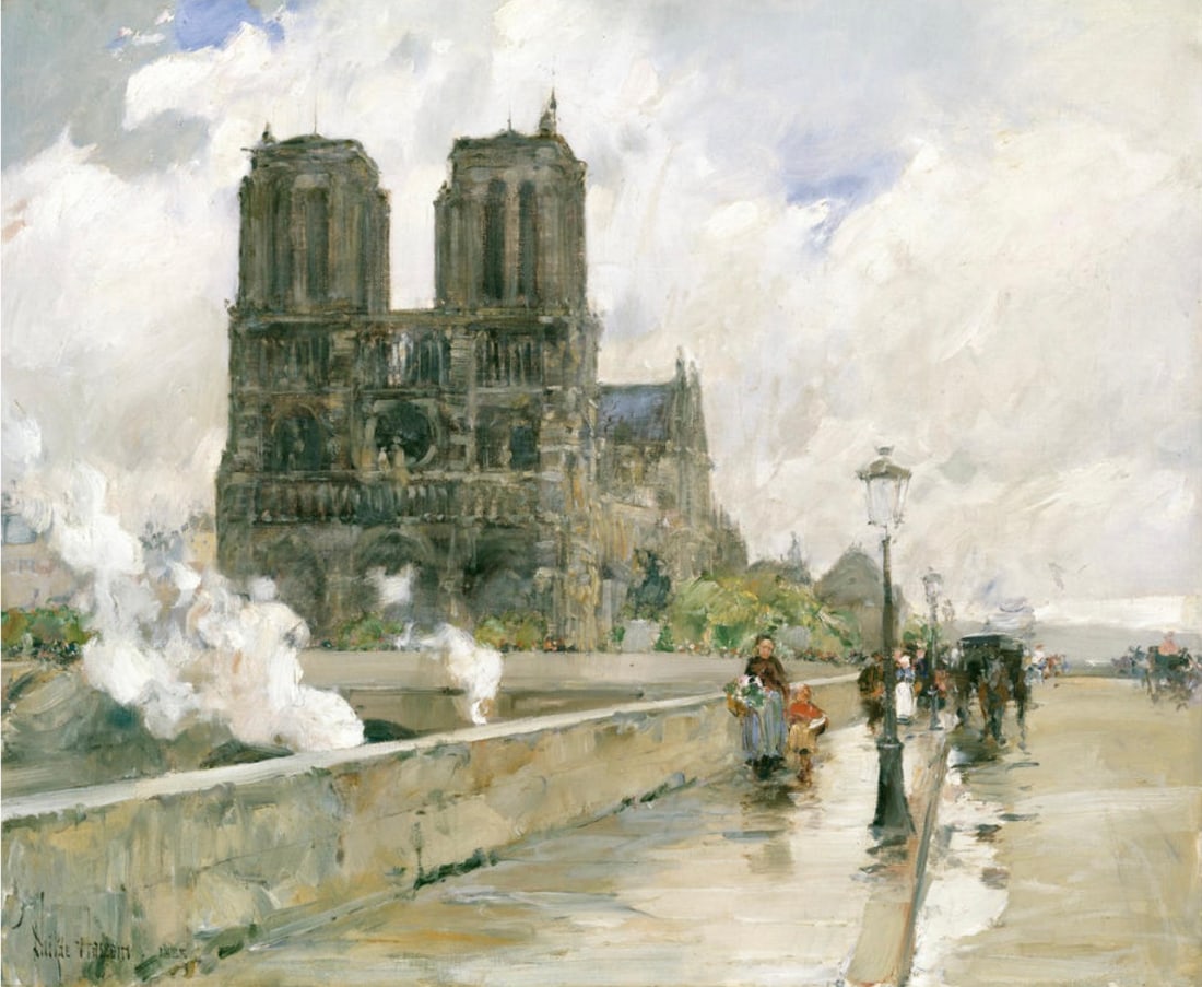 Childe Hassam "Notre Dame Cathedral, Paris, 1888" Offset Lithograph (1 of 5)