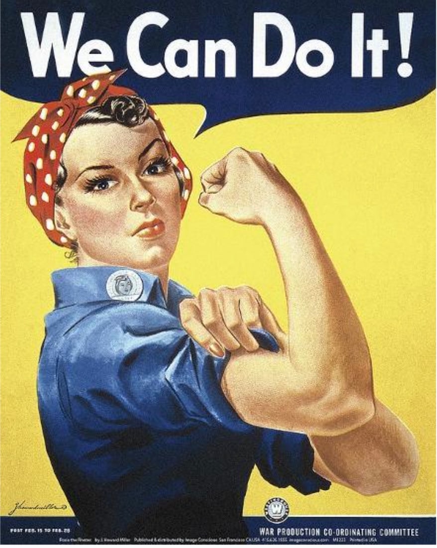 World War II "Rosie the Riveter" Poster: World War II (1939–1945) was a global conflict that involved the majority of the world's nations, including all the great powers, organized into two opposing military alliances: the Allies and the A