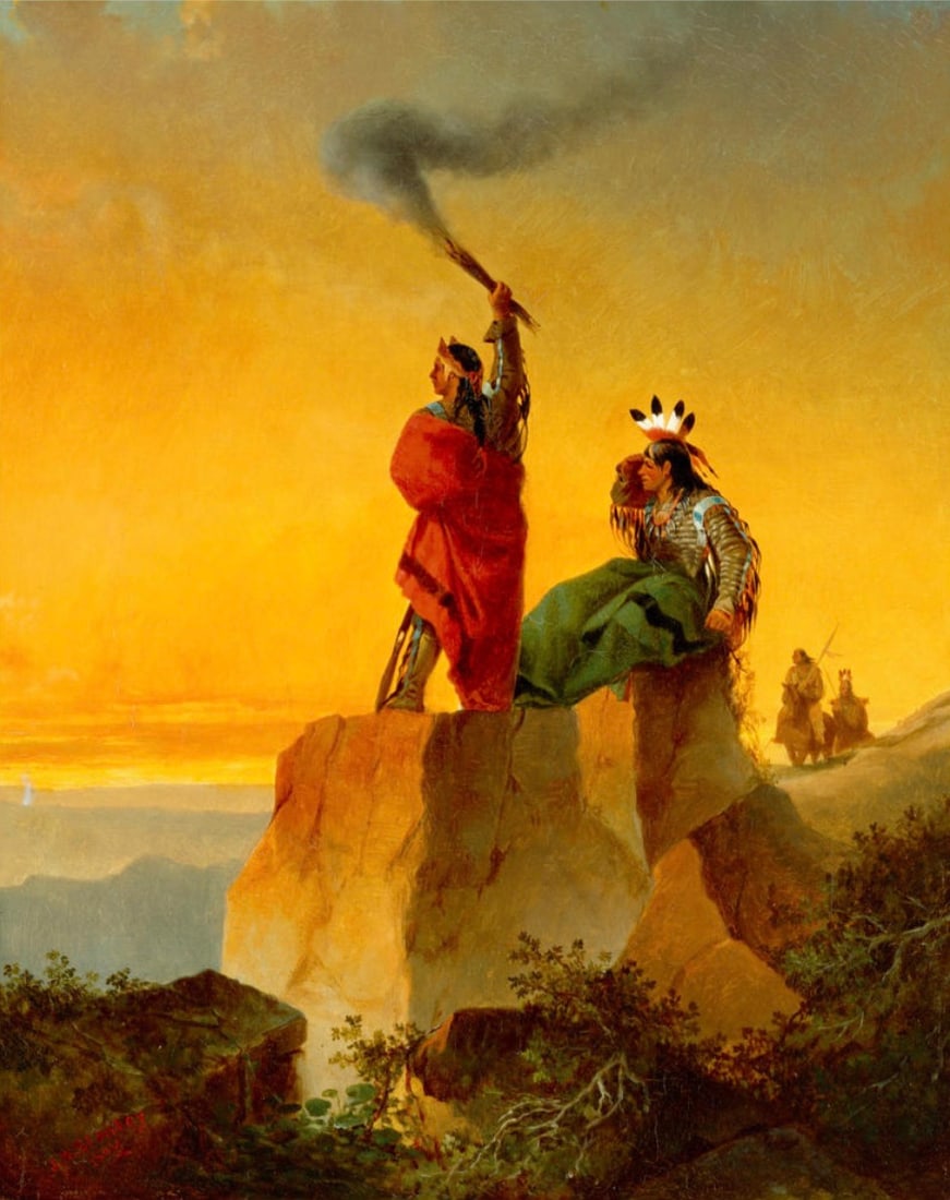 John Mix Stanley "Indian Telegraph, 1860" Offset Lithograph (1 of 5)