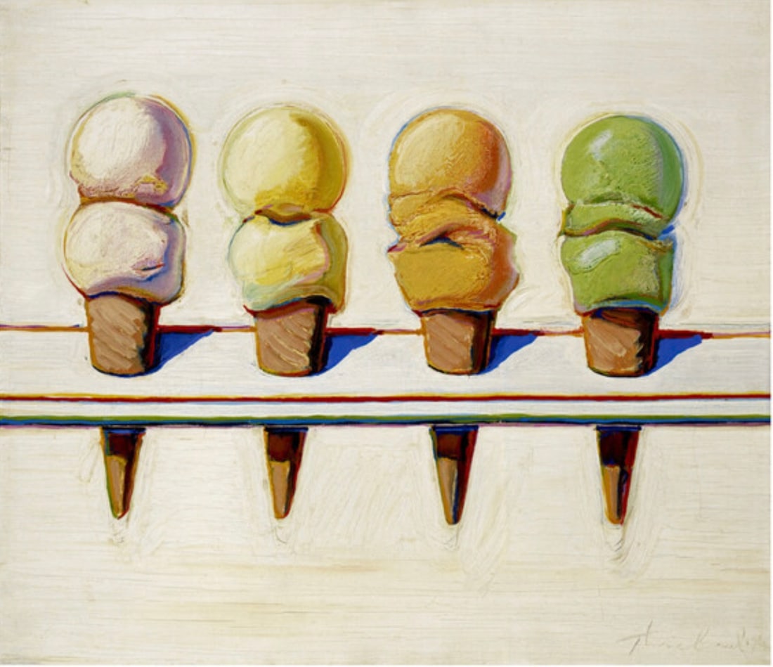 Wayne Thiebaud "Four Ice Cream Cones, 1964" Offset Lithograph (1 of 1)