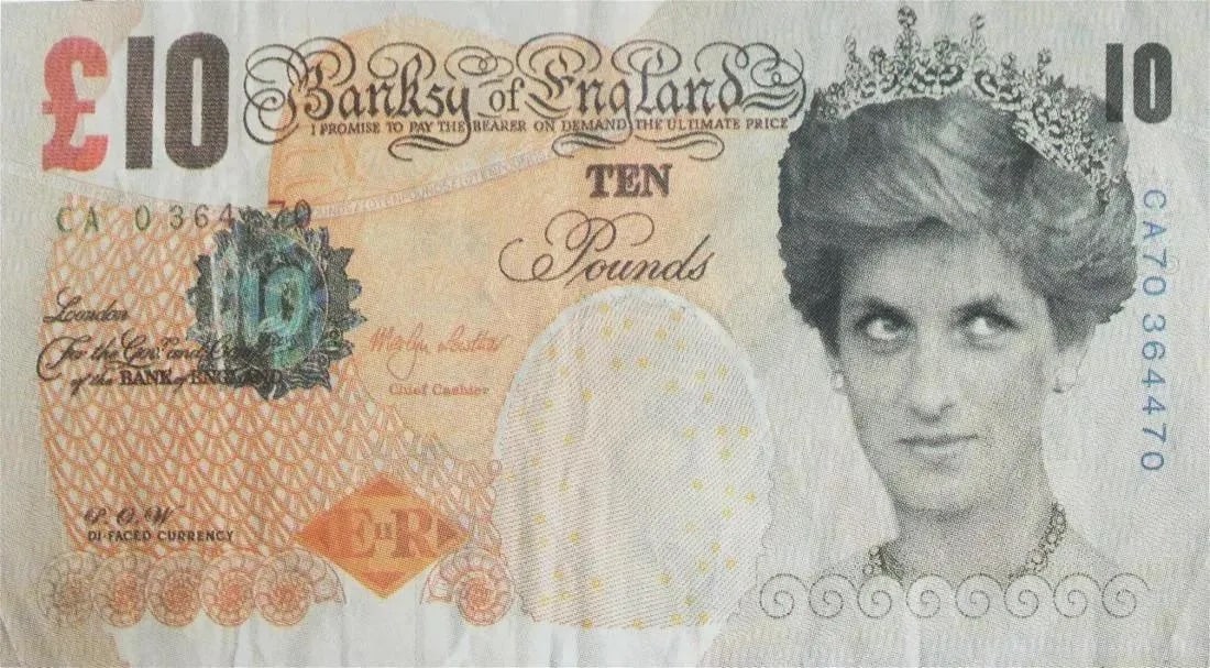 Banksy Di-Faced Tenner, 2004: Banksy is a pseudonymous British street artist, political activist, and filmmaker known for his subversive and thought-provoking works of art. The true identity of Banksy has remained a mystery, addin