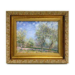 Alfred Sisley "Apple Trees in Flower, 1880" Print: Alfred Sisley (1839–1899) was an English-born Impressionist painter who spent much of his life in France and became a prominent figure within the Impressionist movement. He was born in Paris to Brit