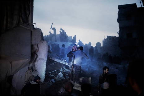 Moises Saman "Aleppo, Syria, 2013" Photo Print: Moises Saman is a Spanish-American photojournalist and documentary photographer known for his powerful and evocative work covering conflicts and social issues around the world. Born on November 12, 19