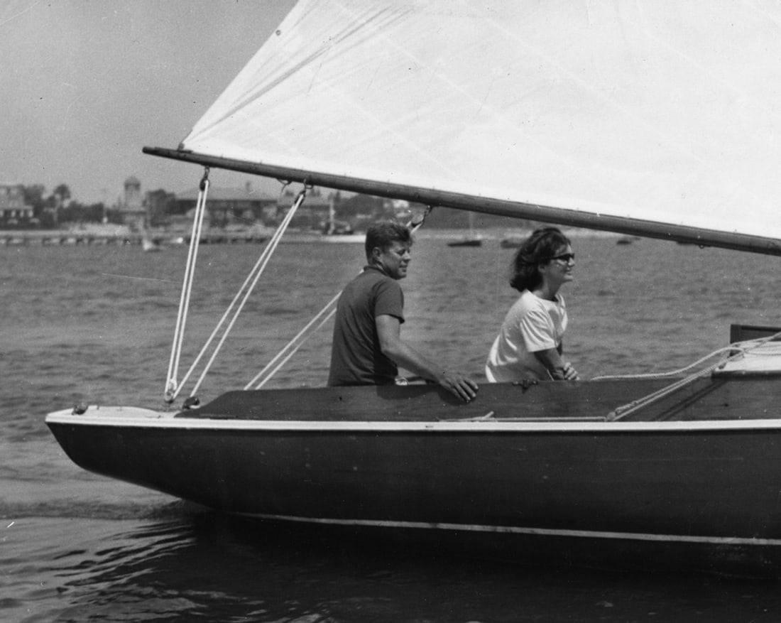 John F. Kennedy with Jackie Kennedy "On Sailboat" Photo Print (1 of 1)