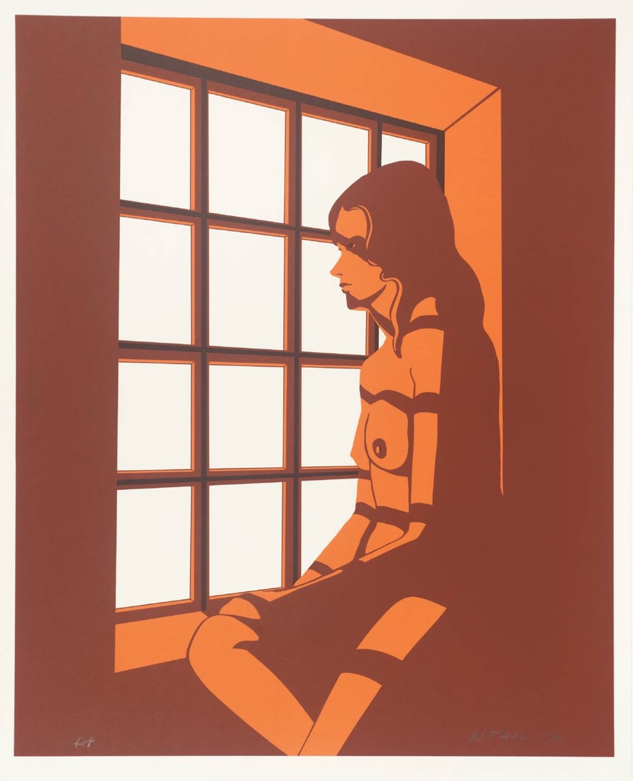 Nicholas Monro "Girl at Window, 1970" Offset Lithograph: Nicholas Monro (born 1936) is a British sculptor and artist associated with the Pop Art movement. He gained prominence in the 1960s for his innovative and often humorous sculptures. Monro was born in