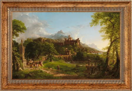 Thomas Cole "The Departure" Oil Painting: Thomas Cole (1801–1848) was an English-born American landscape painter and founder of the Hudson River School, a group of artists who played a significant role in shaping the American landscape pain