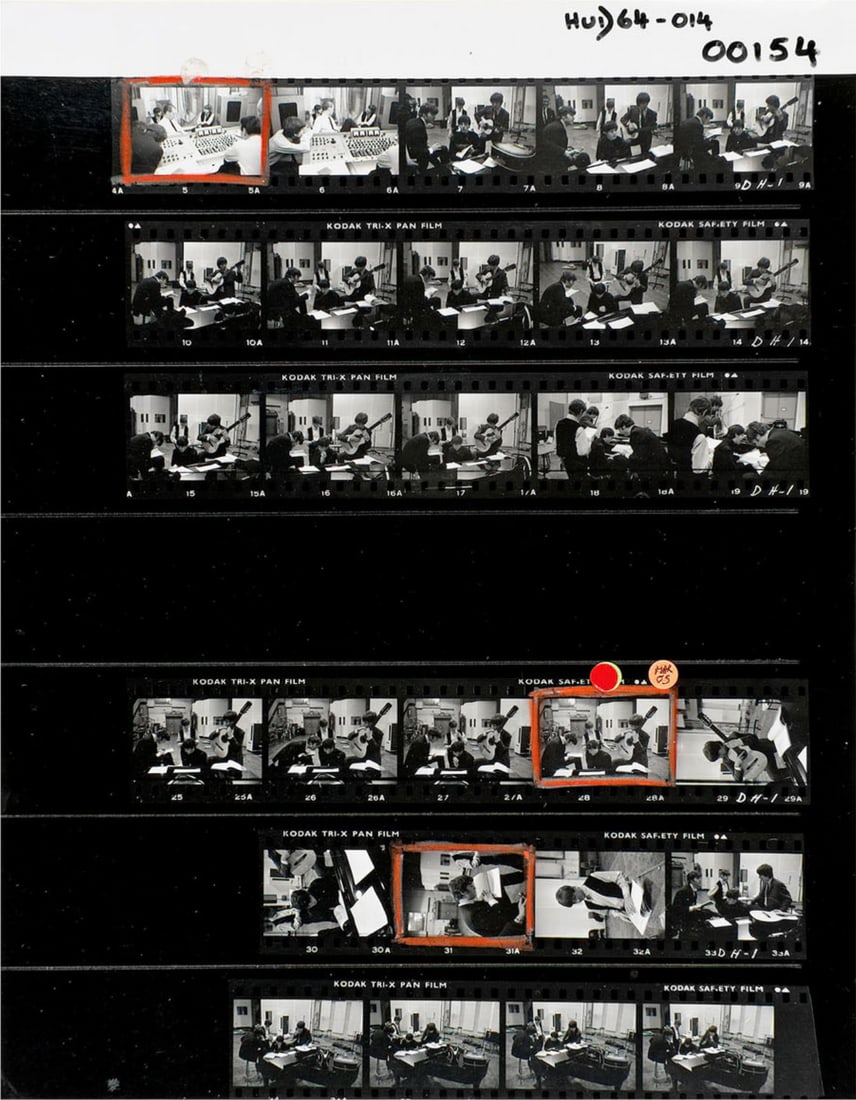 David Hurn "Beatles" Contact Sheet: David Hurn is a British documentary photographer born on July 21, 1934, in Redhill, Surrey, England. He is known for his extensive career as a photojournalist and documentary photographer, capturing a