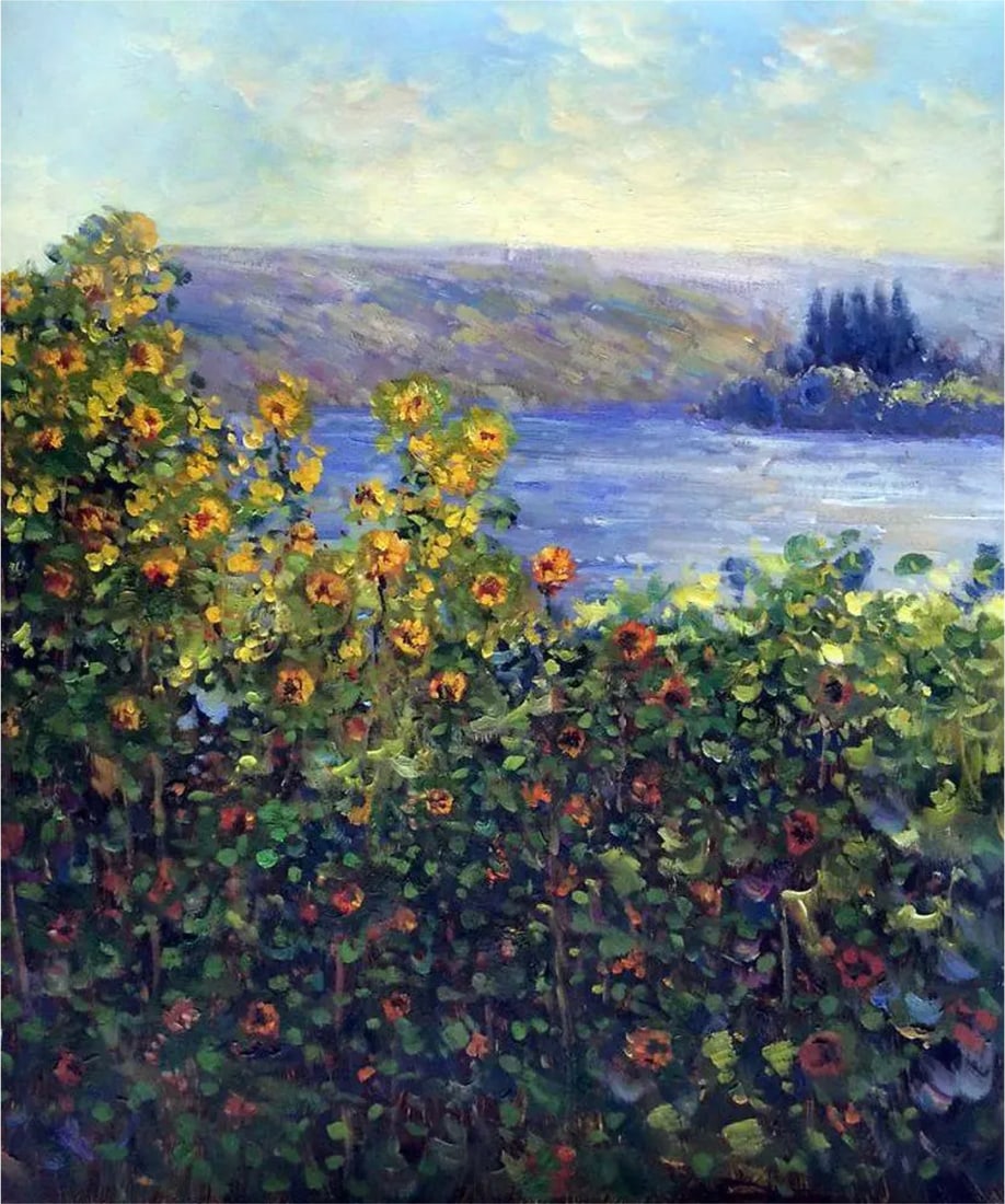 Claude Monet "Flower Beds at Vetheuil, 1881" Oil Painting (1 of 5)