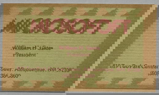 Bill Gates Microsoft business card: Measures 3 ½ x 2 inches