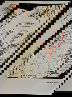 Jean Michel Basquat offset lithograph plate signed hand numbered: Measures approx. 28 x 19 inches