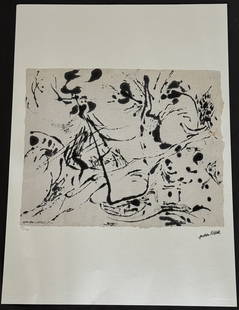 Jackson Pollock offset lithograph plate signed: Measures 28 x 20 inches