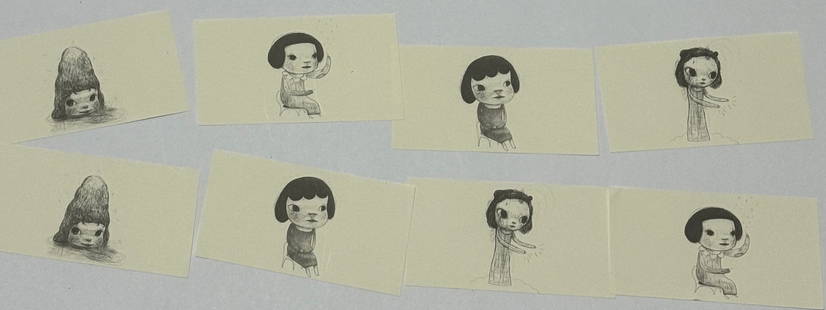 Yoshitomo Nara Offset lithograph lot of 8: Each measures approx, 6 x 3 inches