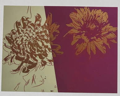 Andy Warhol Kiku Serigraph: Measures 11 x 8 ¼ inches