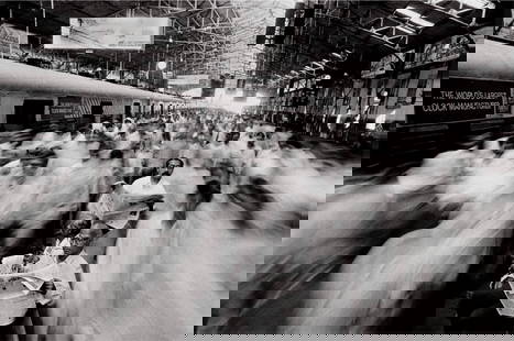 Raghu Rai "Commuters at Church Gate Railway Station, Mumbai, 1995" Photo Print: Raghu Rai is an acclaimed Indian photographer known for his extensive body of work capturing various facets of Indian life and culture. Born on December 18, 1942, in Jhang, British India (now in Pakis