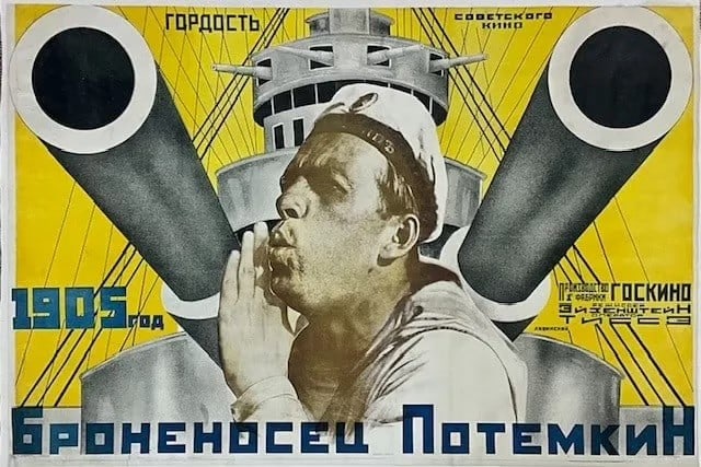 Anton Lavinsky Battleship Potemkin Poster: Anton Lavinsky Battleship Potemkin Poster Mounted to Linen Minor creasing on the edges Measures 42.00 X 28.00 Inches unknowwn printing date, sold as is where is